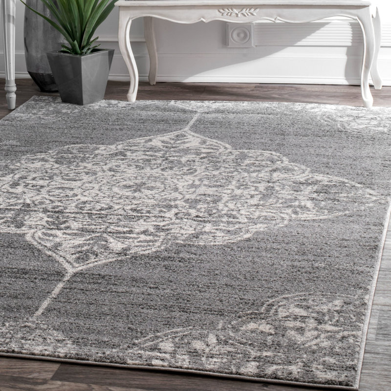 Ophelia & Co. Sayali Performance Dark Gray/Cream Rug & Reviews Wayfair